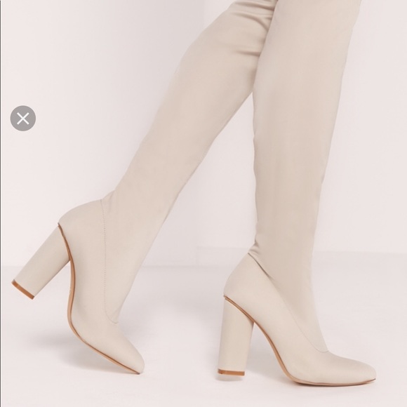 Missguided Shoes - MISSGUIDED NEOPRENE cream thigh high boots 10 $66